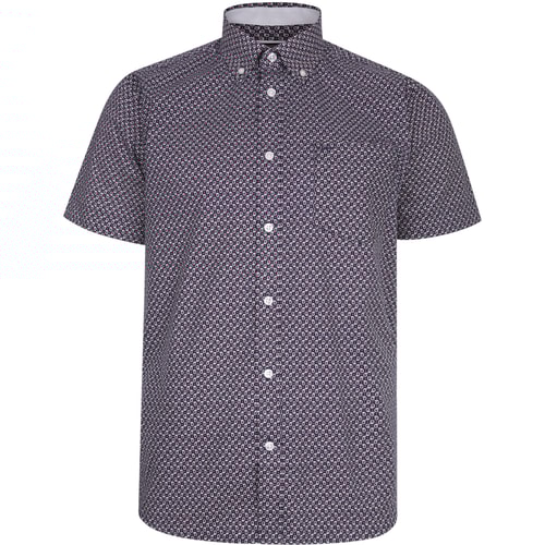 KAM Paisley Print Kurzarmhemd Marineblau